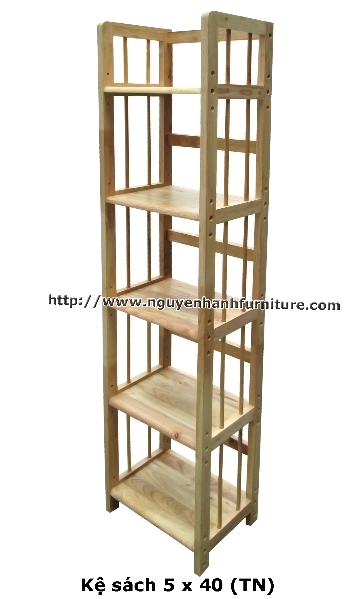 Name product: 5 storey Adjustable Bookshelf 40 (Natural) - Dimensions: 40 x 28 x 157 (H) - Description: Wood natural rubber